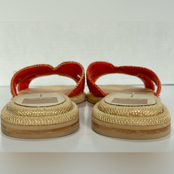 DOLCE VITA Raffia Bow Slide Sandals Orange & Cream NWOT Size 7.5 - Picture 8 of 10